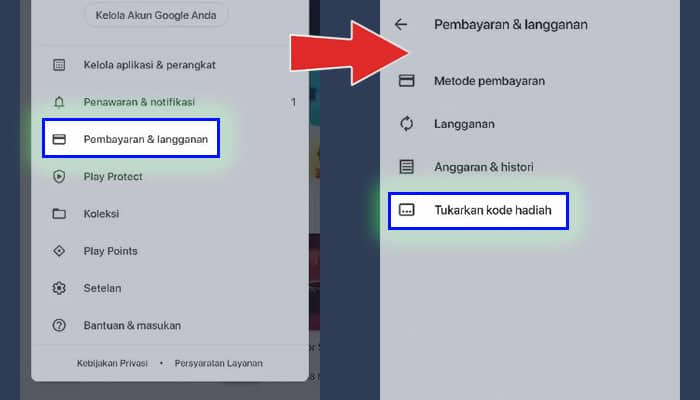 play store pembayaran langganan - tukarkan kode hadiah