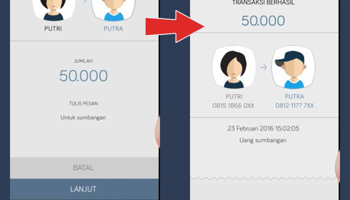 sakuku konfirmasi transaksi kirim - transaksi berhasil