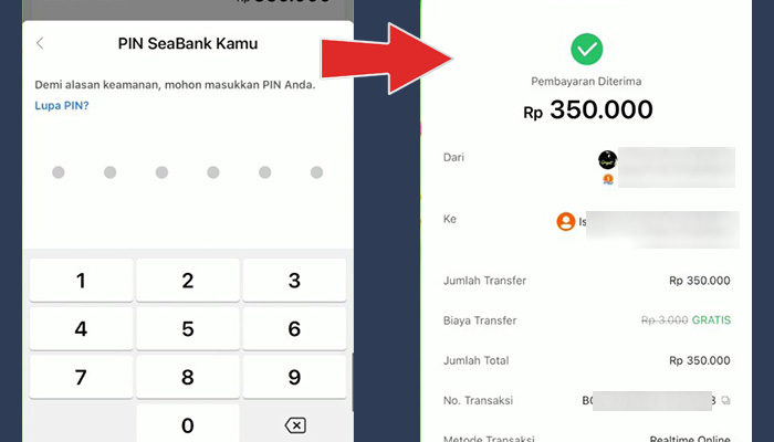 seabank pin - pembayaran berhasil doku