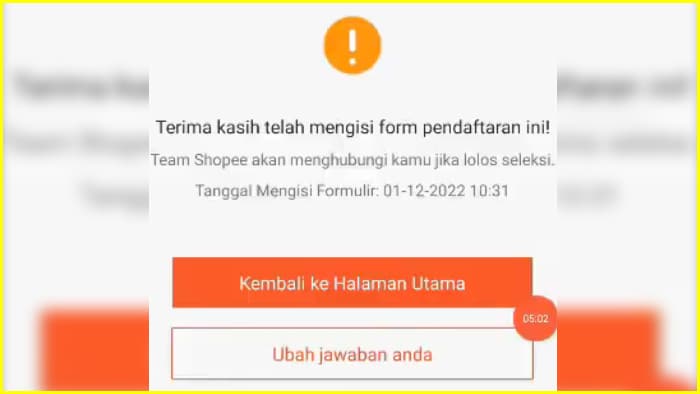 team shopee akan menghubungi kamu jika lolos seleksi