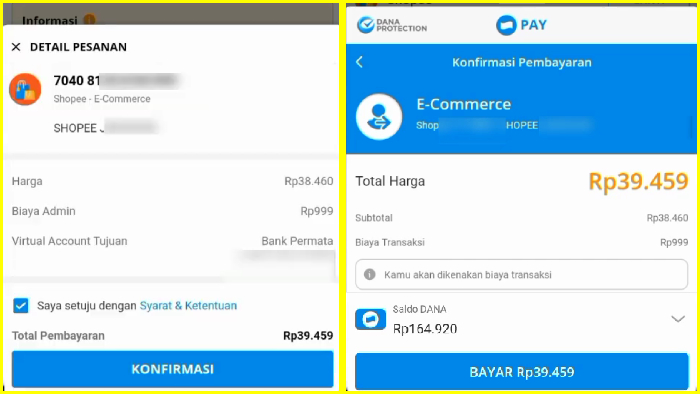 tekan konfirmasi lalu bayar pada aplikasi dana