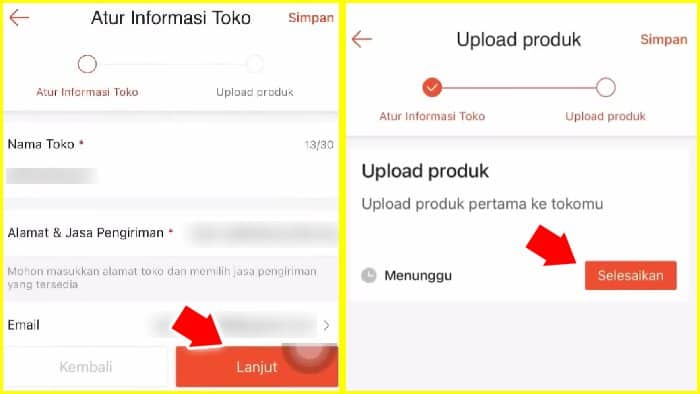 tekan tombol lanjut lalu mulai upload produk ke toko shopee mu