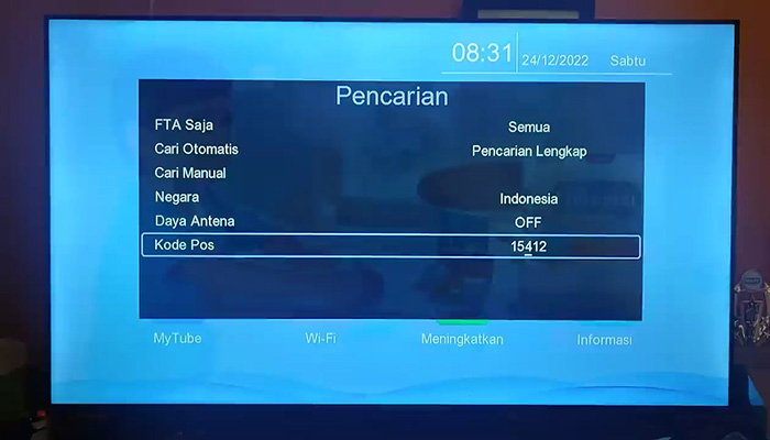 tv set top box pencarian isi data