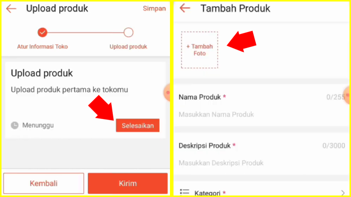 upload produk tambah produk ke etalase shopee