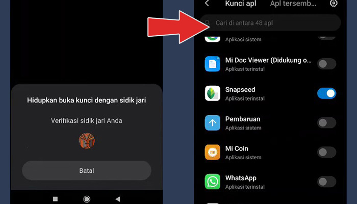 xiaomi kunci aplikasi sidik jari - sembunyikan aplikasi
