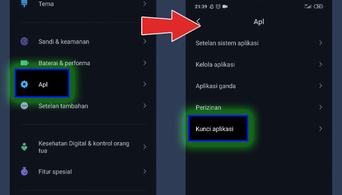 xiaomi pengaturan apl - kunci aplikasi