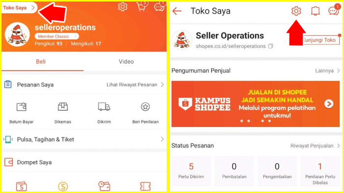 Cara Meliburkan Toko Shopee lewat aplikasi shopee