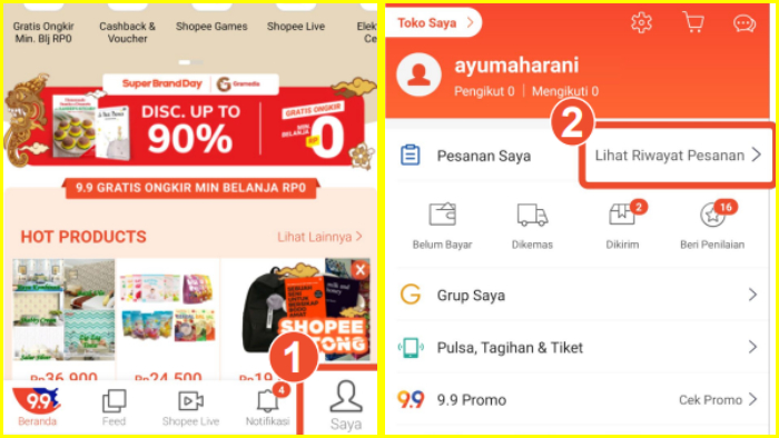 Cara Melihat Invoice Shopee Lewat Aplikasi