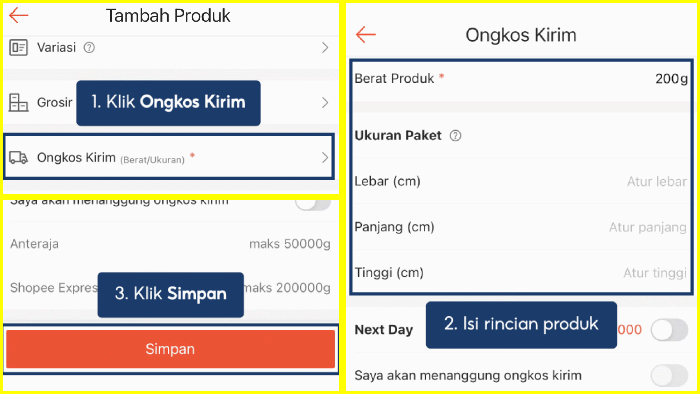 Cara Menambah Info Pengiriman Saat Produk Ditambahkan