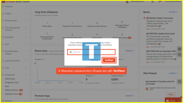 Masukkan Kata Sandi Akun Shopee Untuk Verifikasi