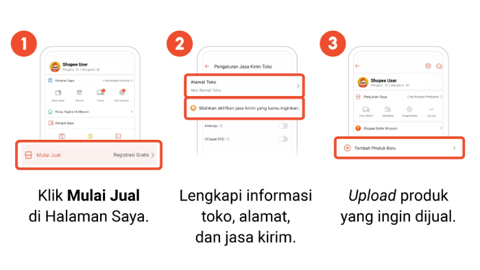 Opsi Buka Toko Shopee