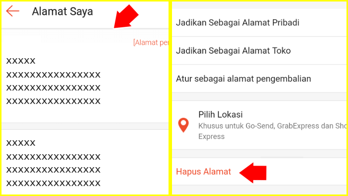 Pilih Alamat yang Mau Kamu Hapus