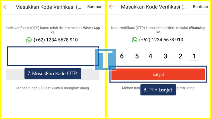 Setelah Terima OTP nya Input Nilainya