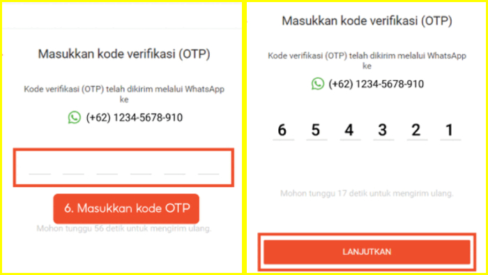 Terima OTP nya Input dan Klik Lanjutkan