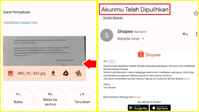 akun shopee berhasil dipulihkan