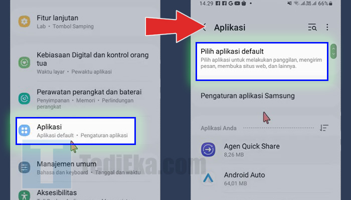 android pengaturan aplikasi - pilih aplikasi default