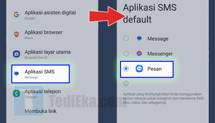 android pengaturan aplikasi sms - pesan