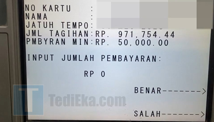 atm mandiri input jumlah pembayaran kartu kredit