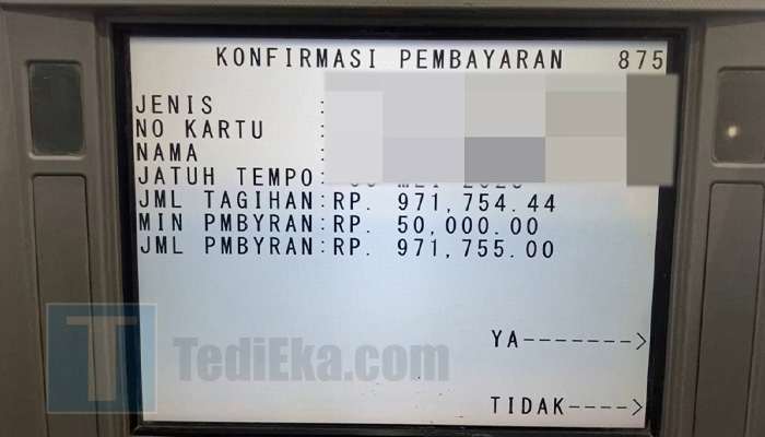 atm mandiri konfirmasi pembayaran kartu kredit
