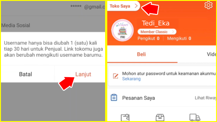 aturan ganti username dan pengaruh ke nama toko shopee mu