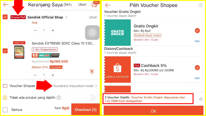 belanja dari shopee mall lalu dapetin cashback koin shopee