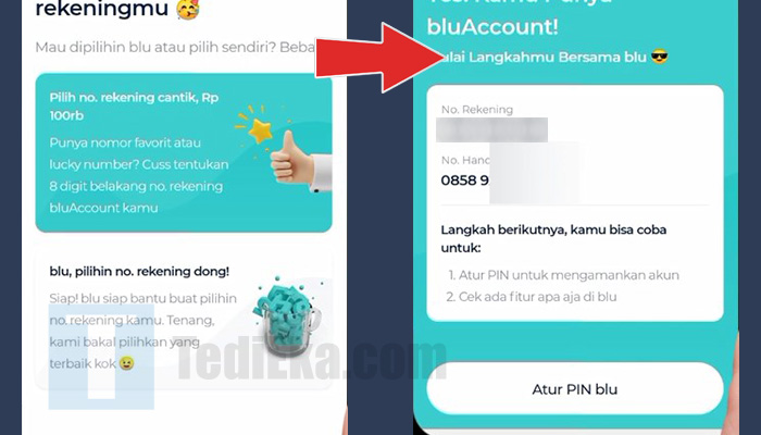 blu bca daftar pilih nomor rekening - atur pin baru