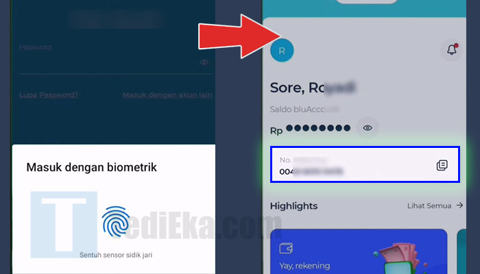 blu bca login - salin nomor rekening