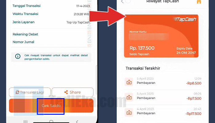 bni tapcash cek saldo