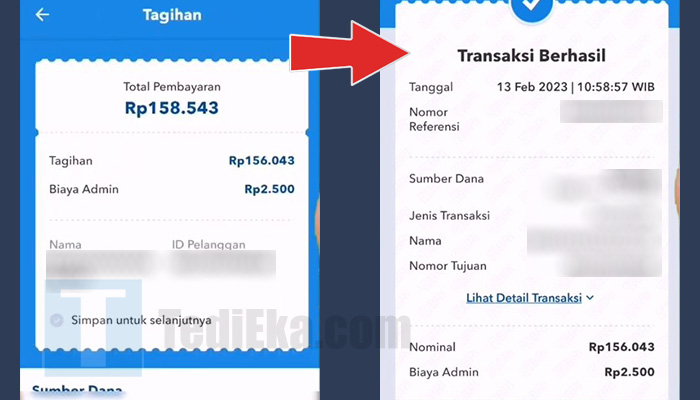 brimo total pembayaran pasca bayar - transaksi berhasil