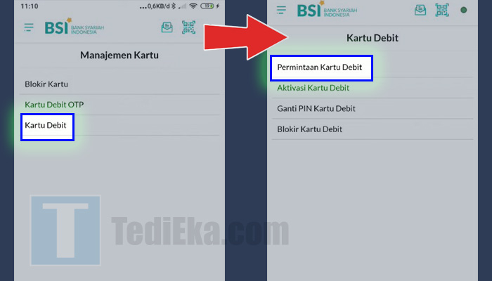 bsi mobile manajemen kartu kartu debit - permintaan kartu debit