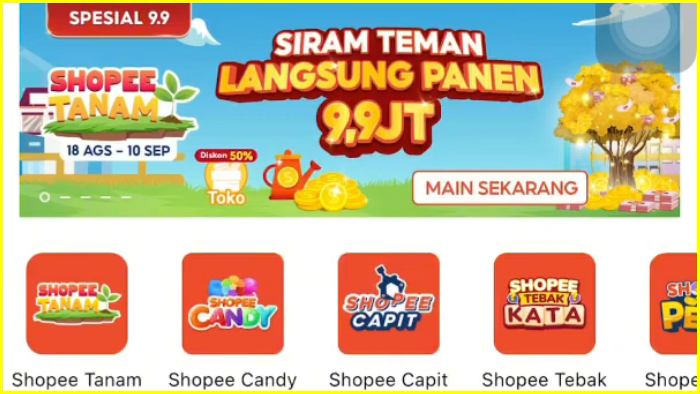 cara dapat hadiah koin shopee dari main game