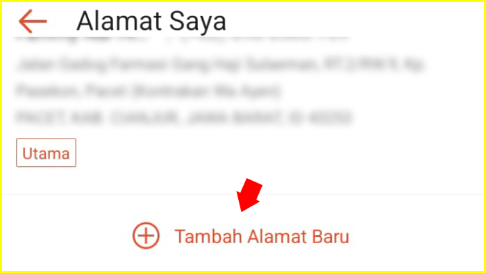 cara menambah alamat baru dalam akun shopee