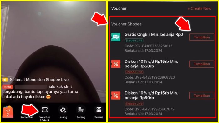 cara menampilkan voucher shopee pada live streaming voucher 30 detik