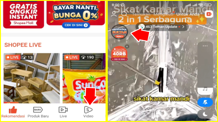 cara mendapat koin shopee dari fitur video mendadak sultan