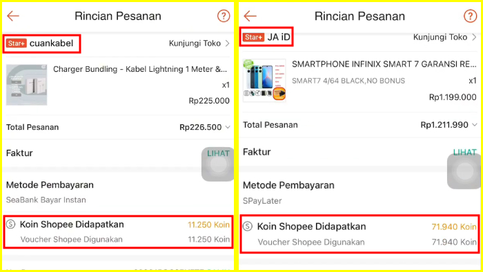 cara mendapatkan koin Shopee yang banyak dari seller star+