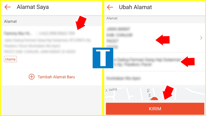 cara mengubah alamat di shopee