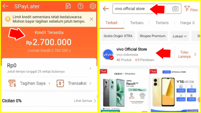 cek kredit spaylater yang tersisa cari official store
