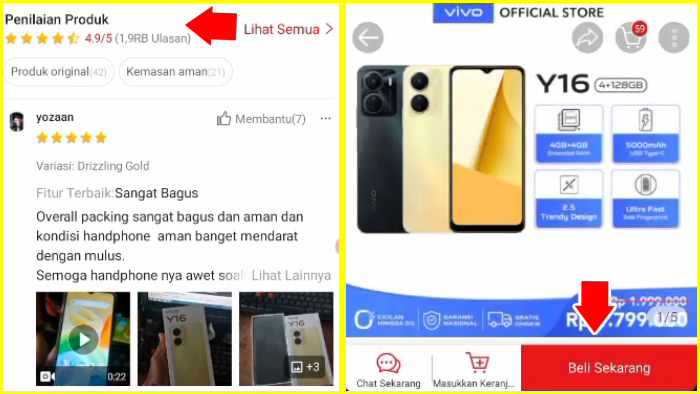 cek penilaian produk shopee tap beli sekarang