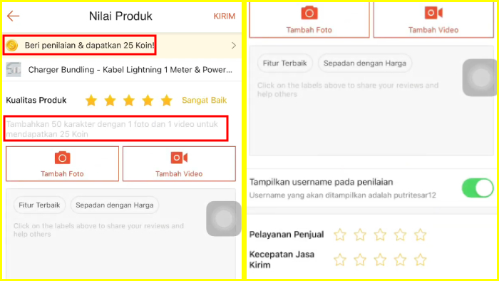 dapat koin shopee setelah ngisi ulasan foto dan video ke shopee