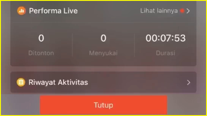 data performa live shopee