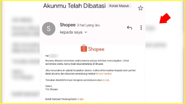 email shopee akunmu telah dibatasi