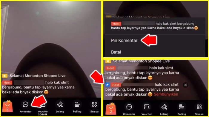 fitur pin komentar pada shopee live