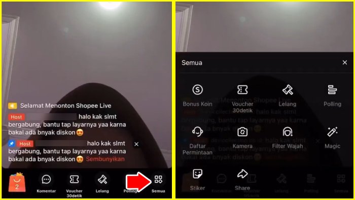 fitur semua untuk live shopee