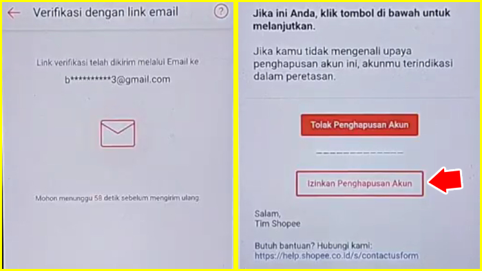 izinkan penghapusan akun shopee