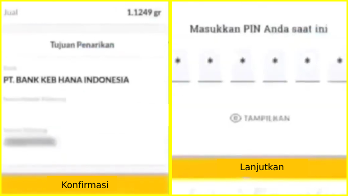 konfirmasi lagi penjualan emas dengan pin indogold