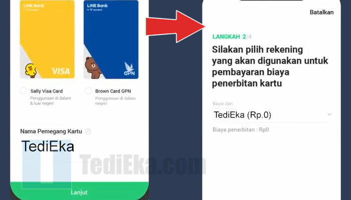 line bank pilih kartu - pilih rekening