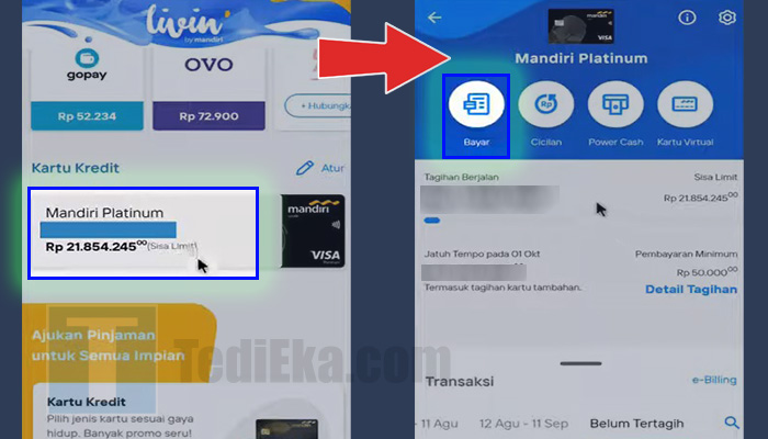 livin mandiri kartu kredit - bayar