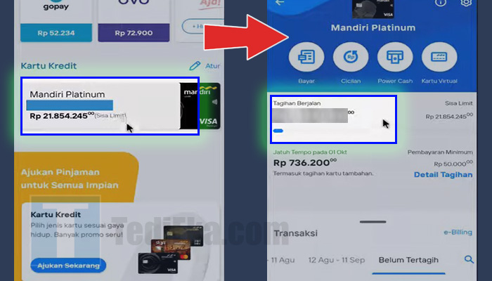 living mandiri kartu kredit - tagihan berjalan