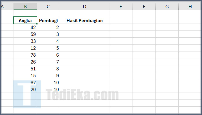 microsof excel data pembagian