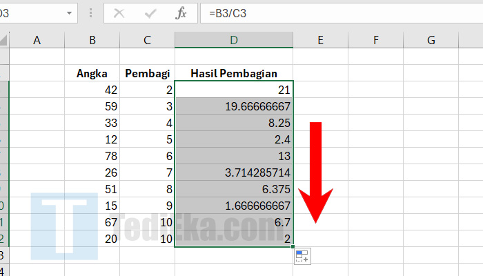 microsoft excel drag down tarik ke bawah